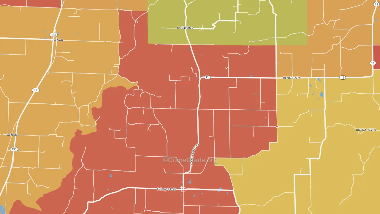 Laconia, IN Map of Arson Rates