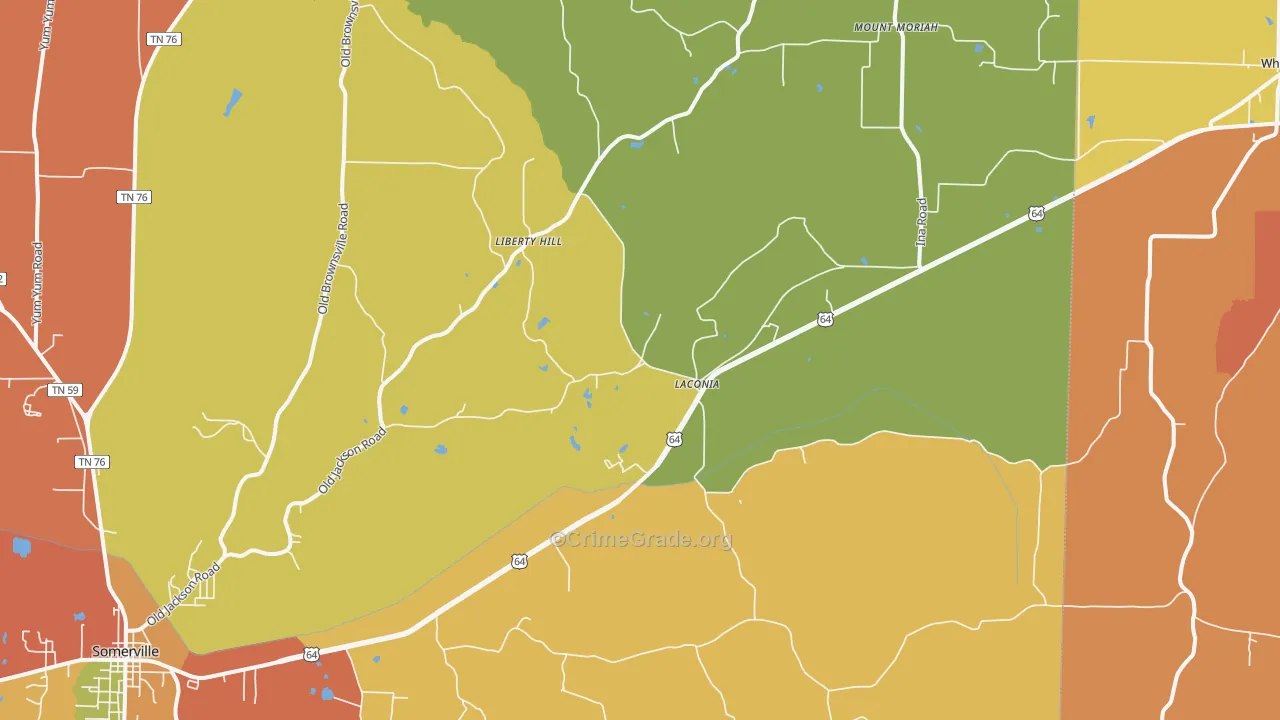 Laconia, TN Map of Arson Rates