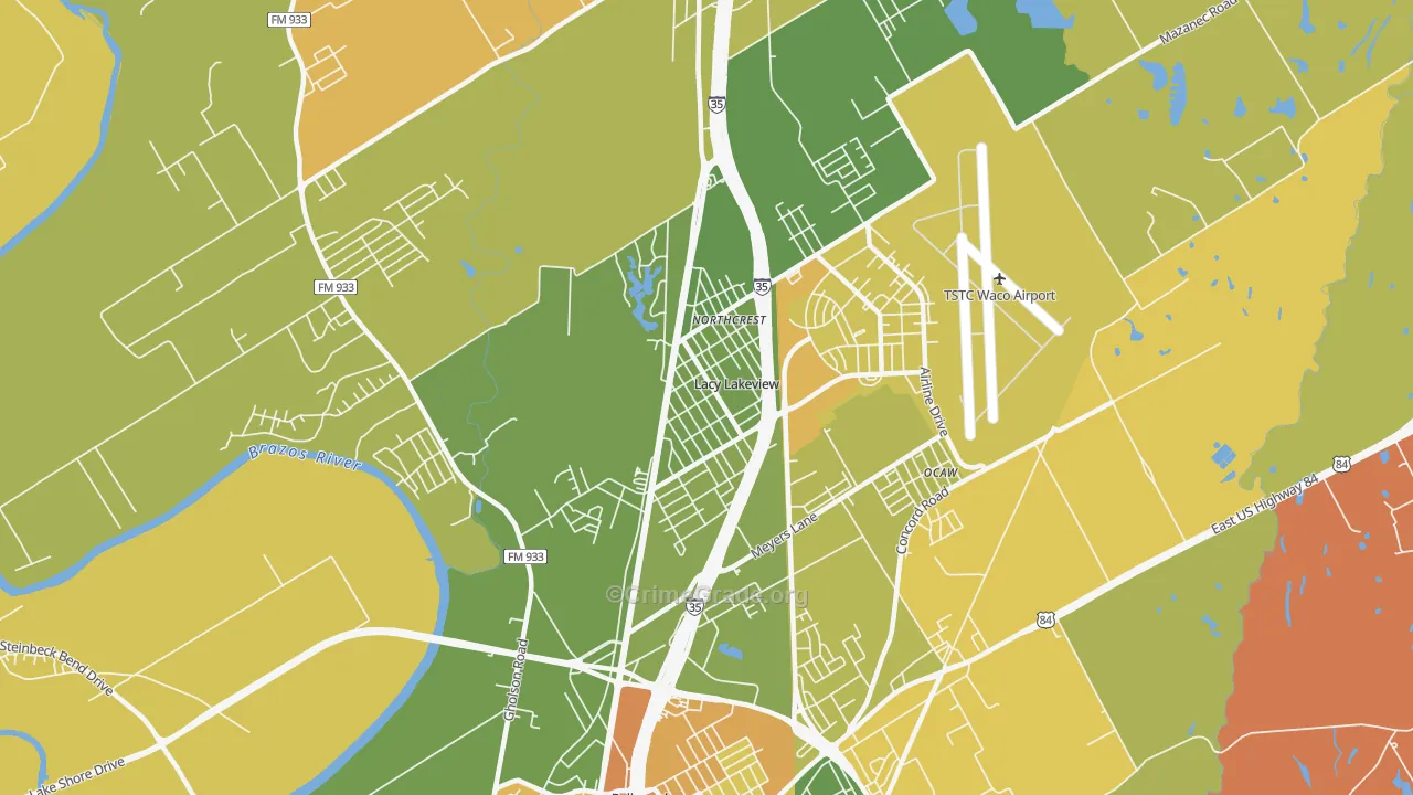 Lacy-Lakeview, TX Map of Arson Rates