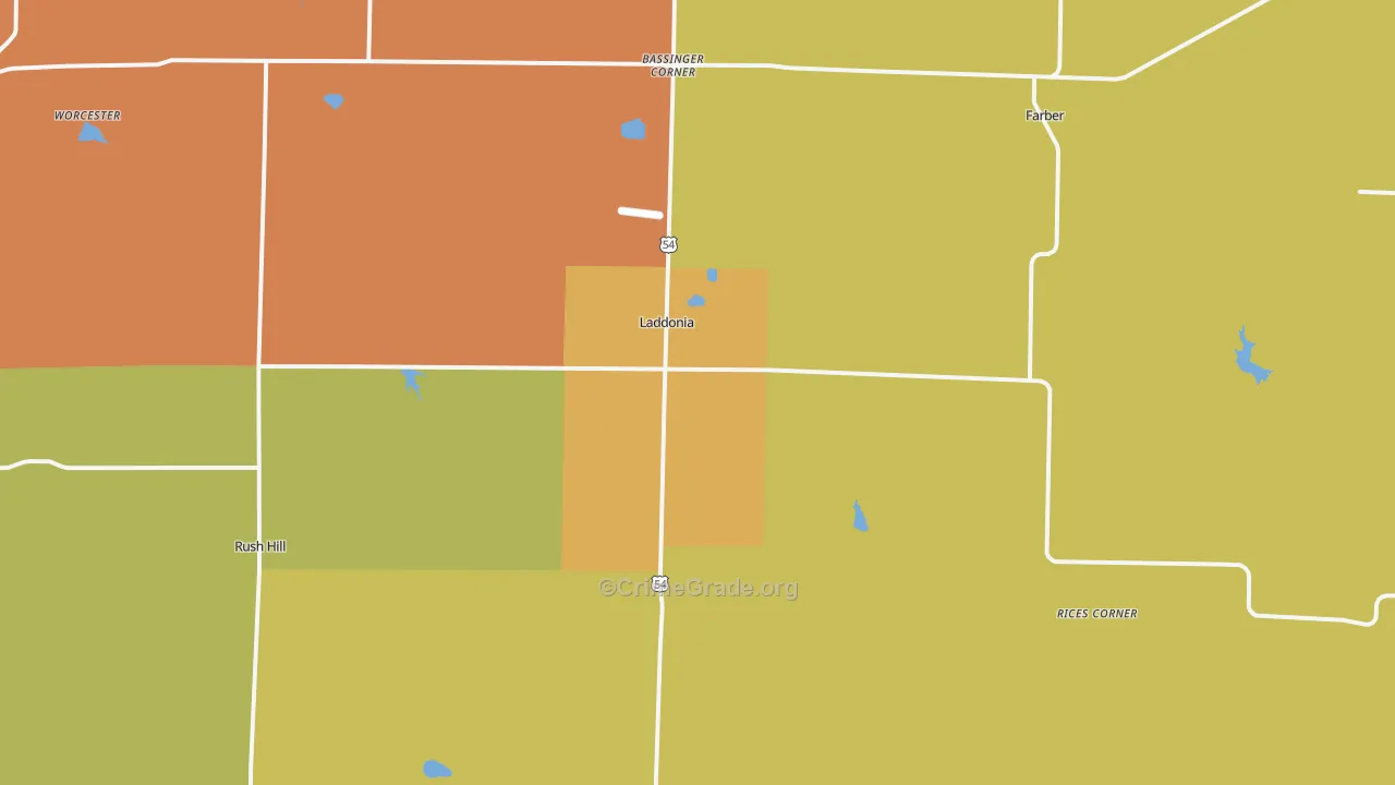 Laddonia, MO Map of Arson Rates