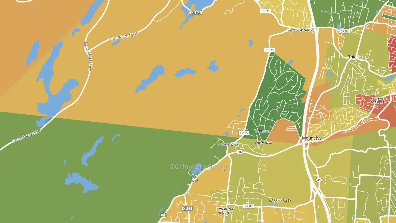 Ladentown, NY Map of Arson Rates