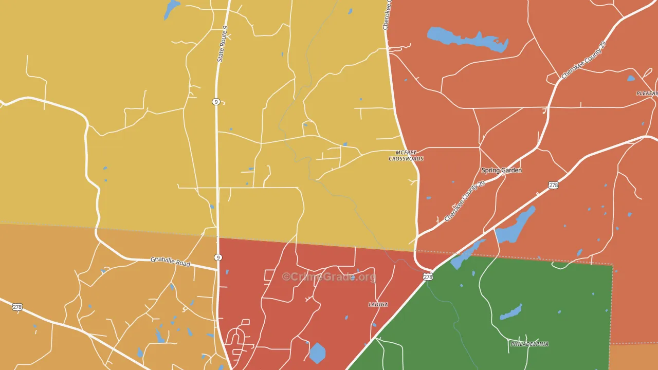 Ladiga, AL Map of Arson Rates