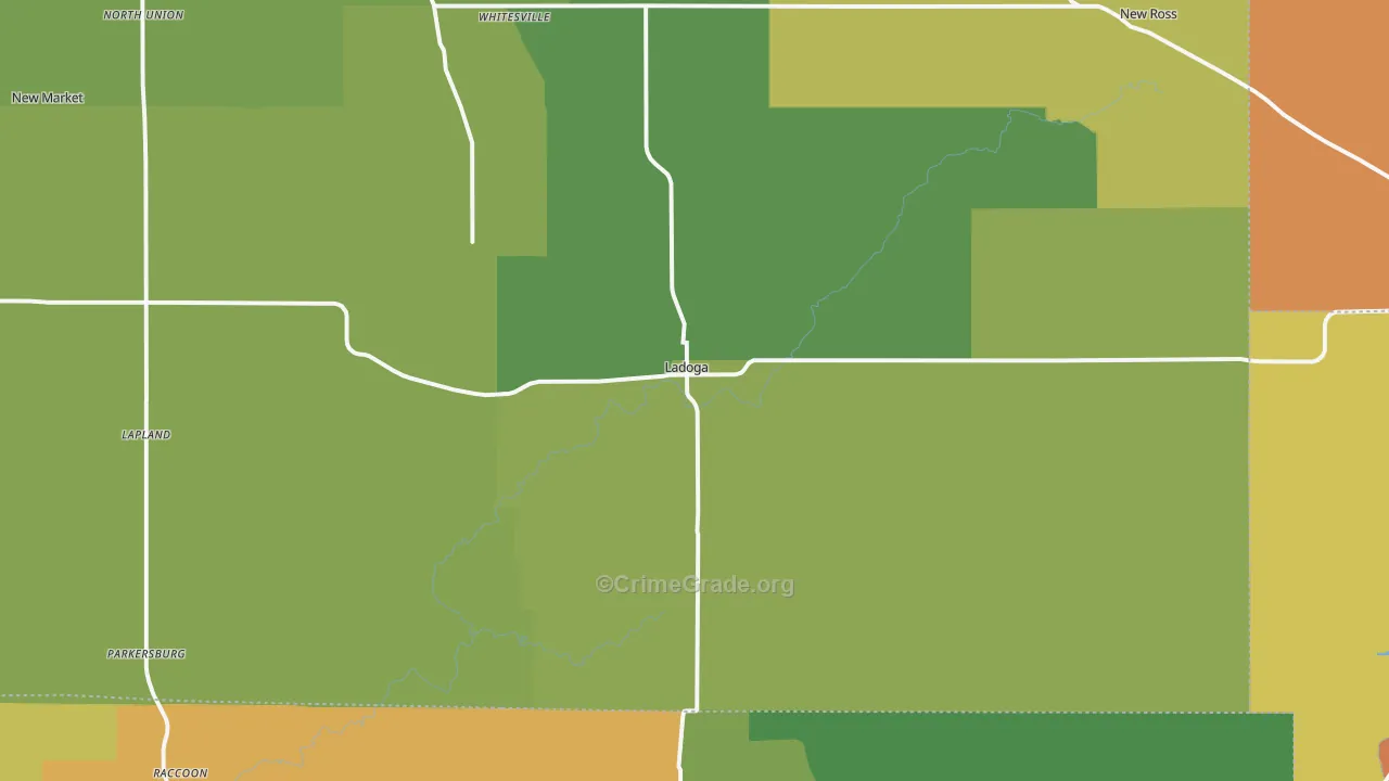 Ladoga, IN Map of Arson Rates