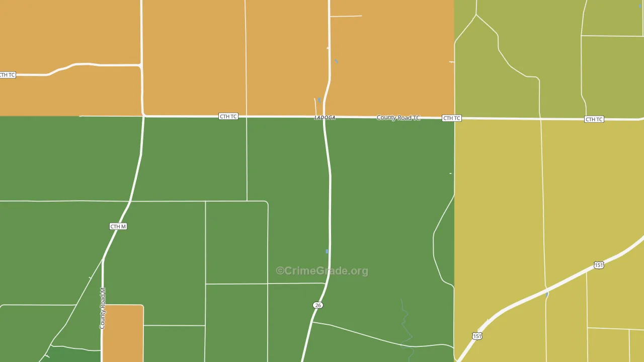 Ladoga, WI Map of Arson Rates