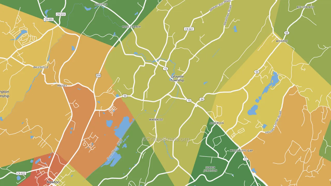 Lafayette, NJ Map of Arson Rates