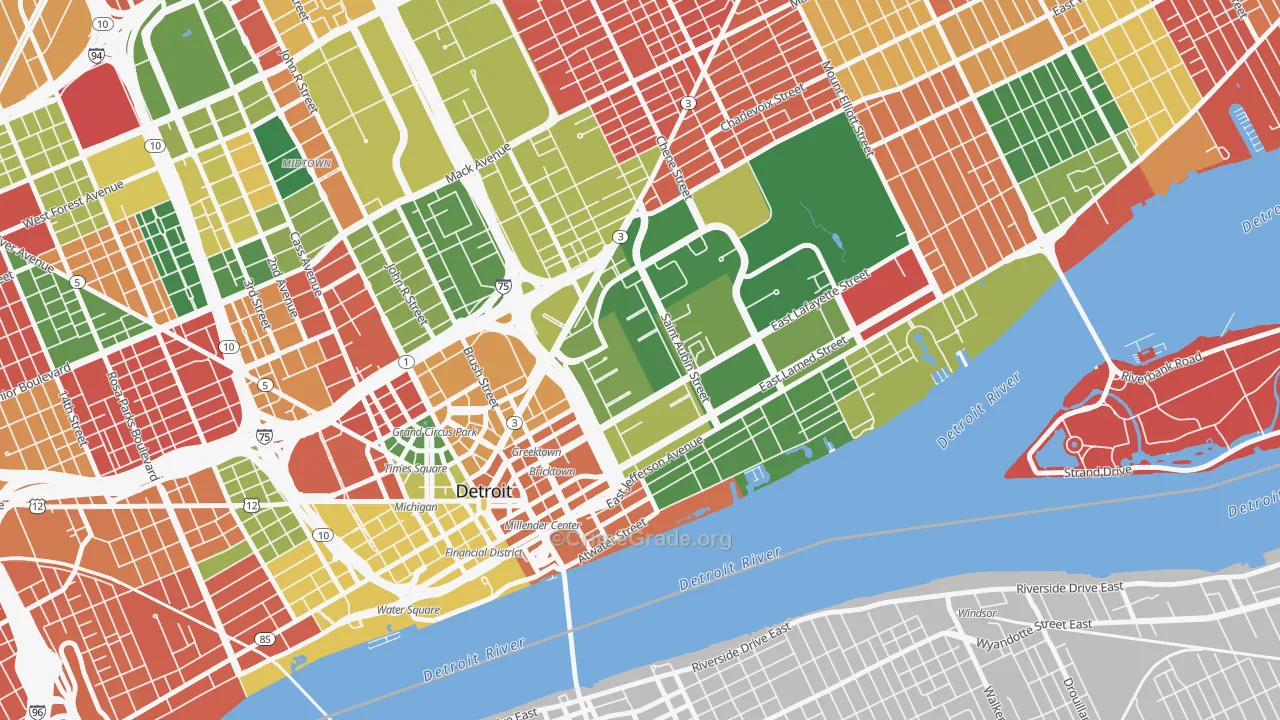 Lafayette Park, Detroit, MI Map of Arson Rates
