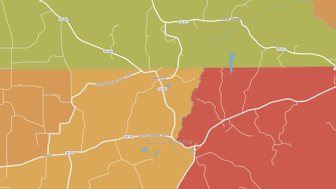 LaFayette, TX Map of Arson Rates