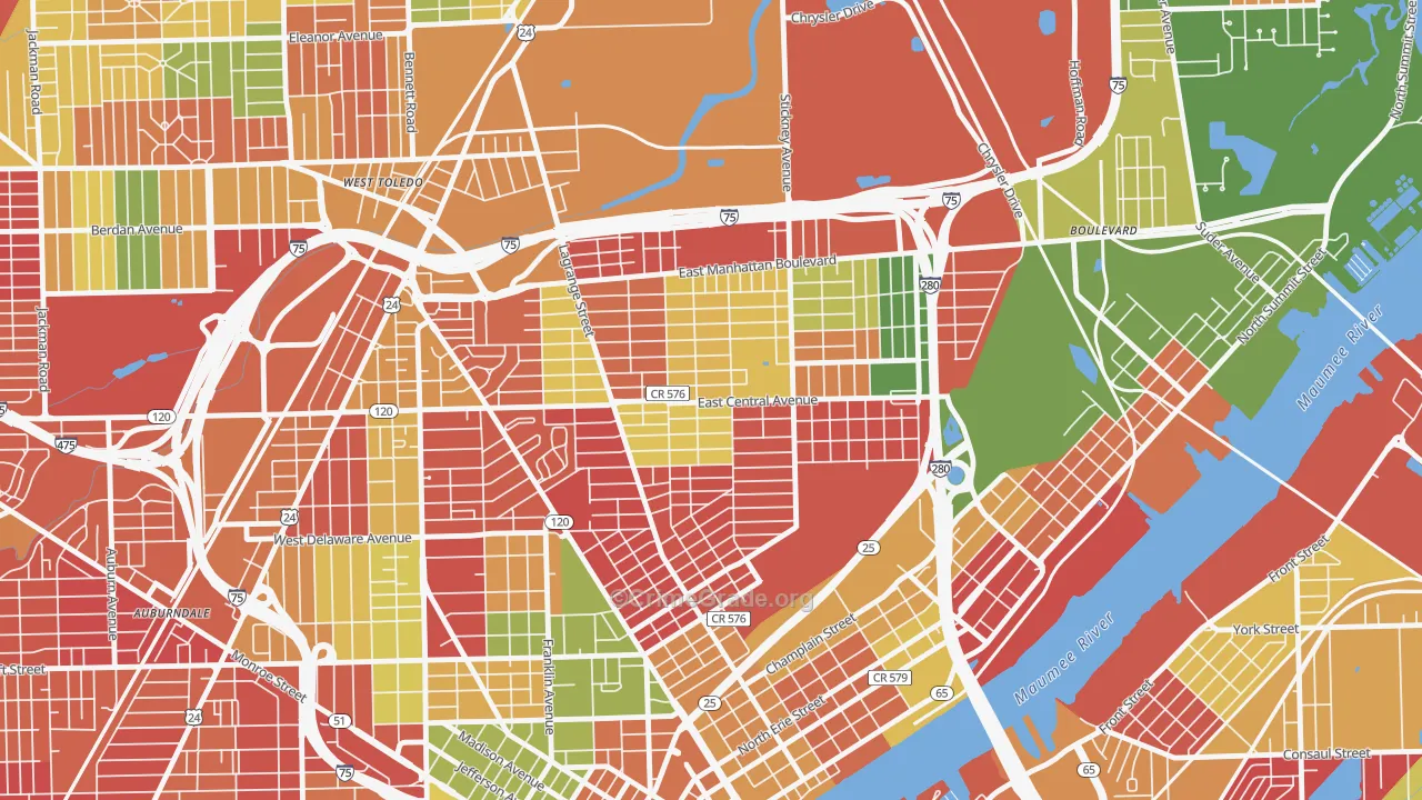 LaGrange, Toledo, OH Map of Arson Rates