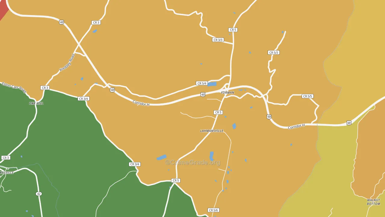 Lahmansville, WV Map of Arson Rates