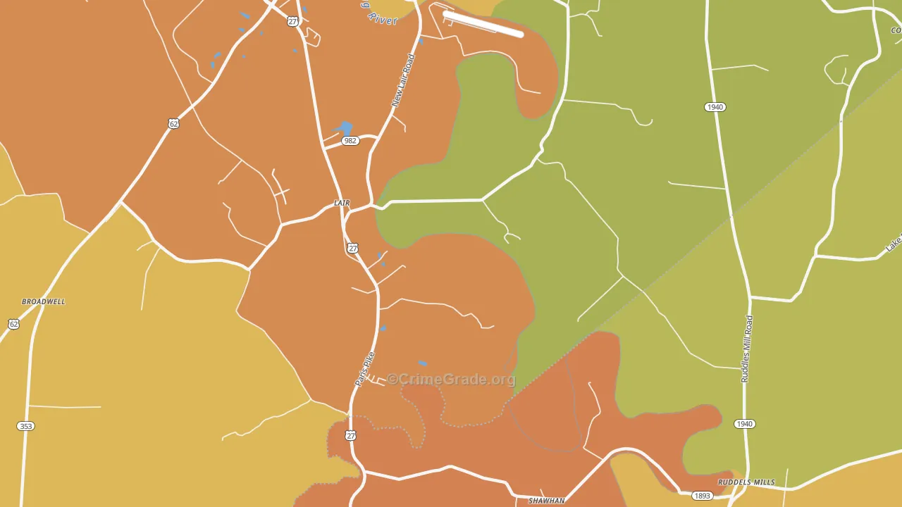 Lair, KY Map of Arson Rates