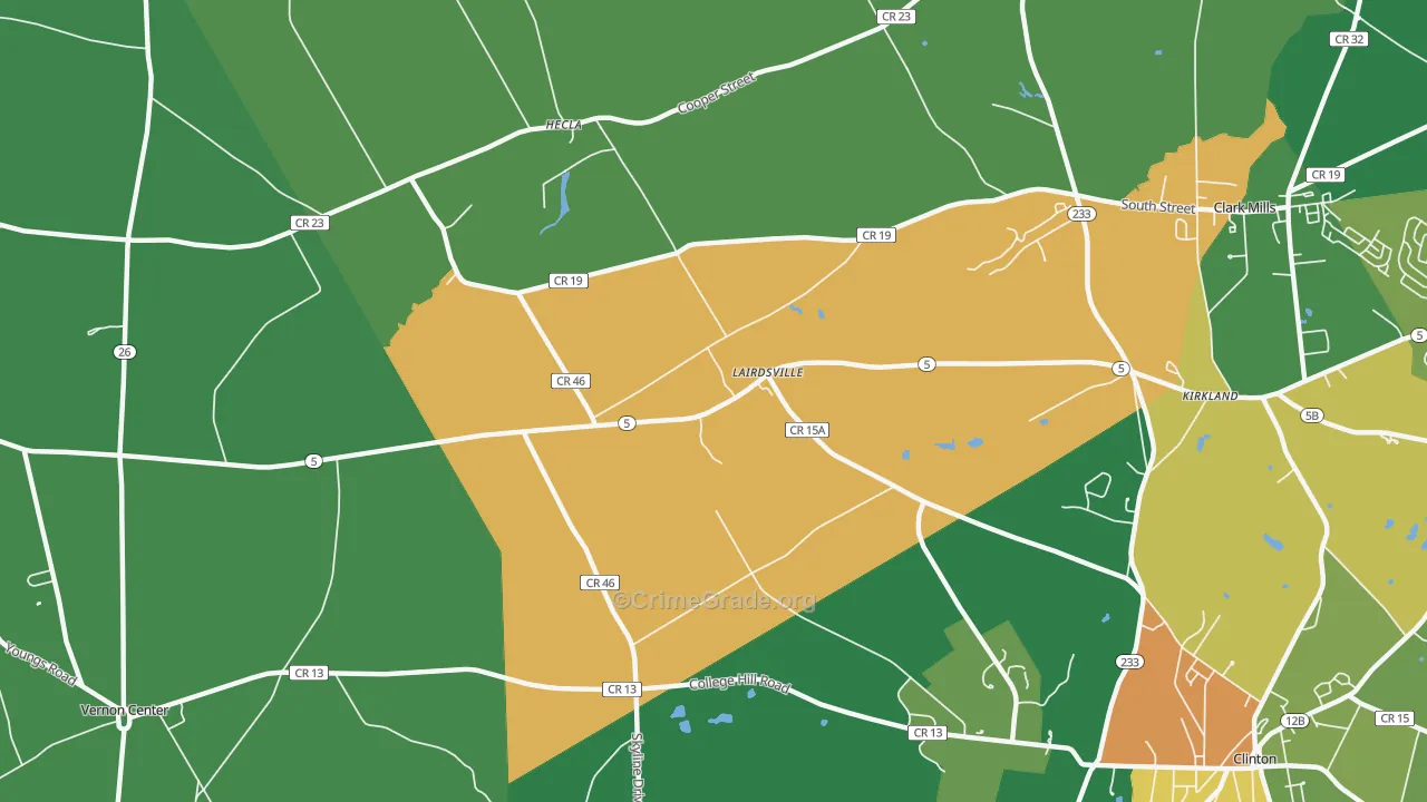 Lairdsville, NY Map of Arson Rates