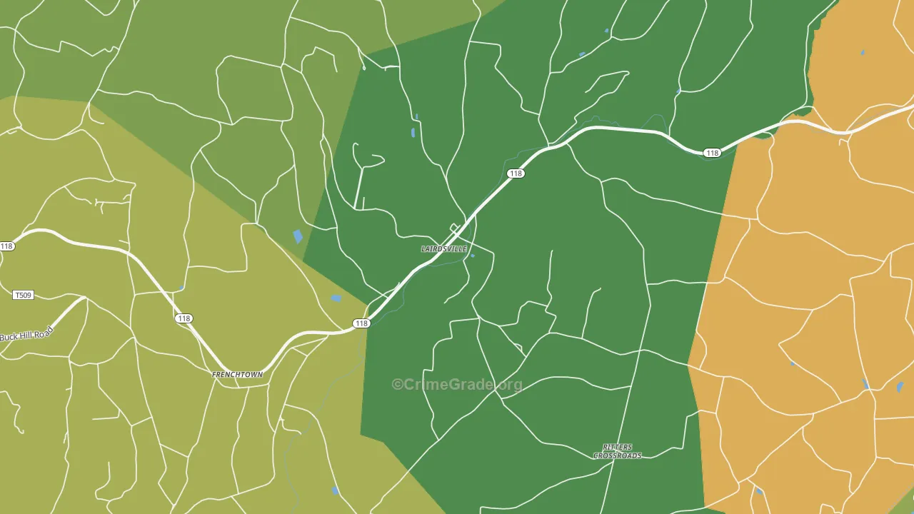 Lairdsville, PA Map of Arson Rates