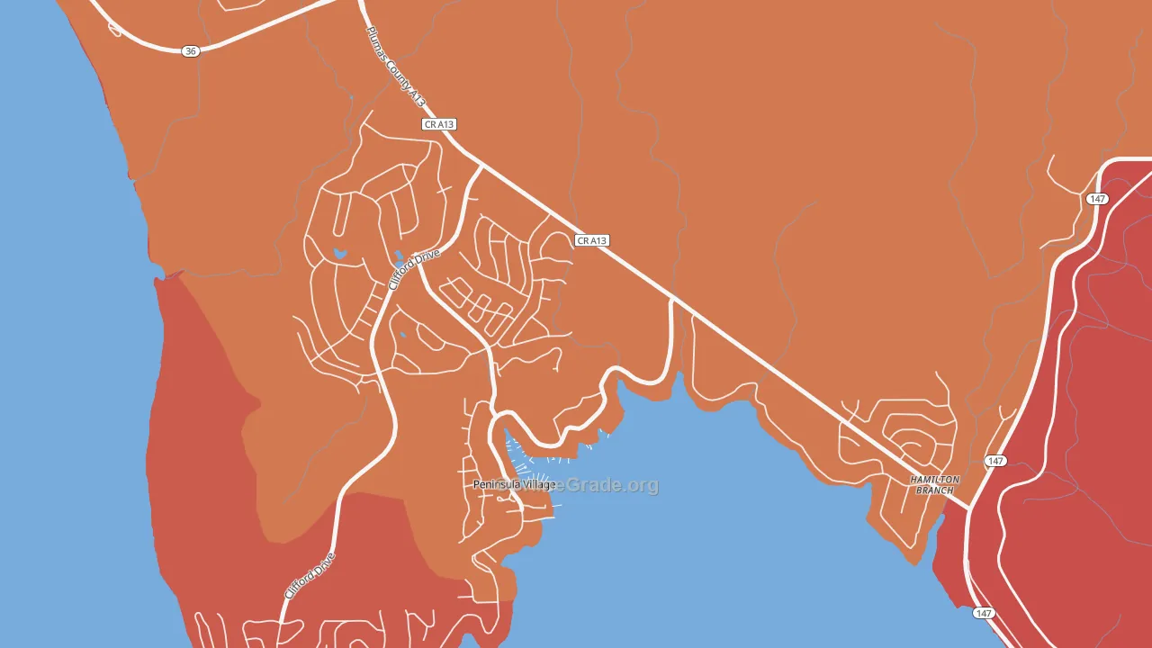 Lake Almanor, CA Map of Arson Rates