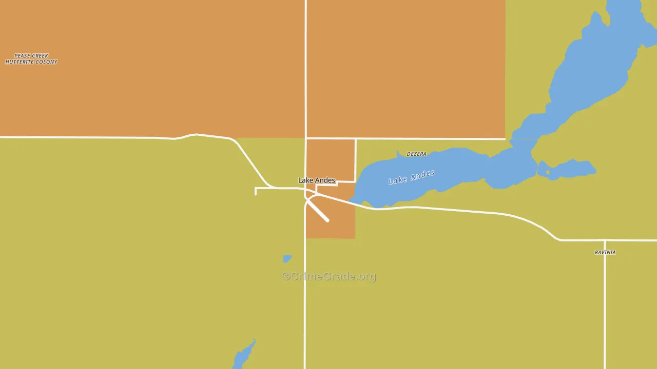 Lake Andes, SD Map of Arson Rates