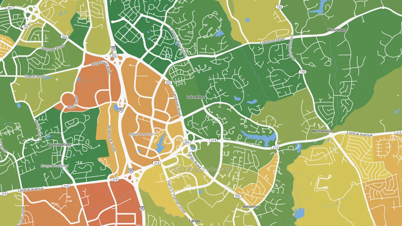 Lake Arbor, MD Map of Arson Rates