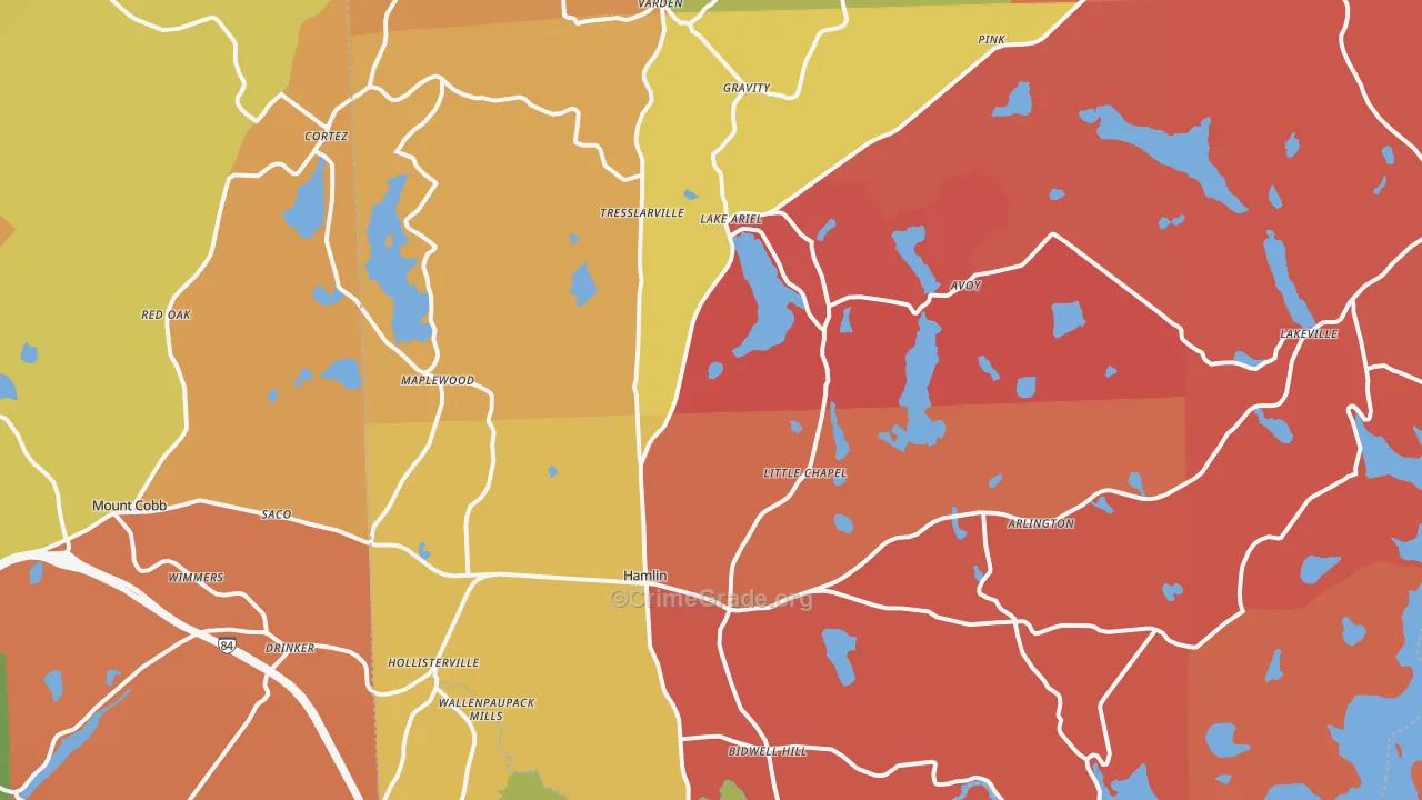 Lake Ariel, PA Map of Arson Rates