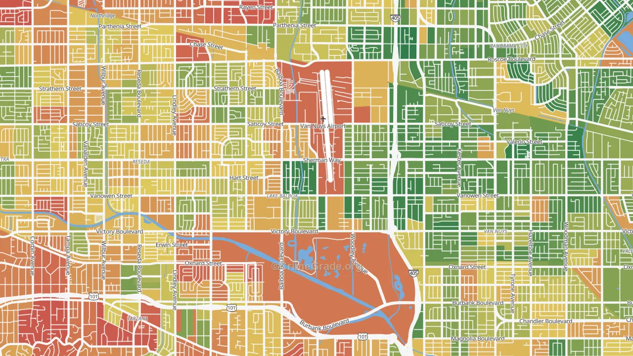 Lake Balboa, Van Nuys, CA Map of Arson Rates