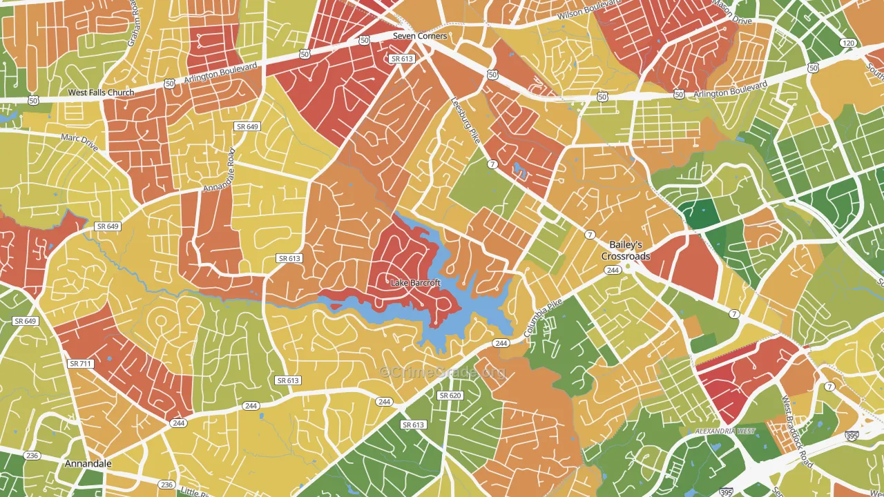 Lake Barcroft, Falls Church, VA Map of Arson Rates