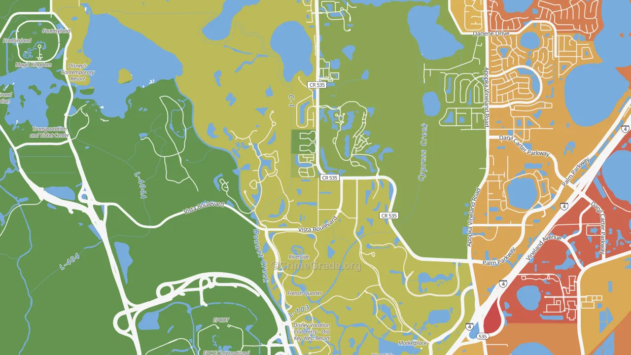 Lake Buena Vista, FL Map of Arson Rates