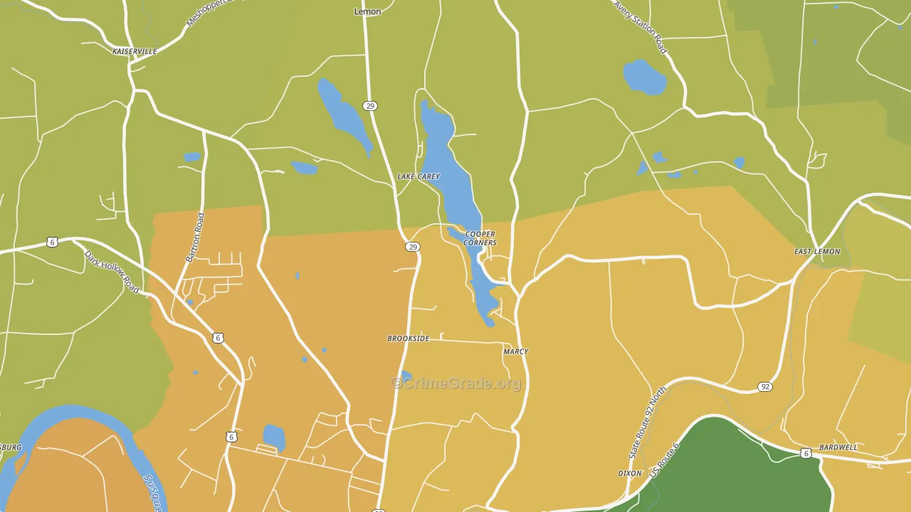 Lake Carey, PA Map of Arson Rates