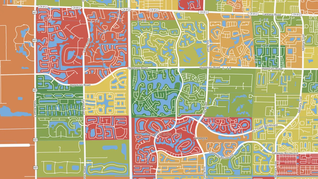 Lake Charleston, Lake Worth, FL Map of Arson Rates