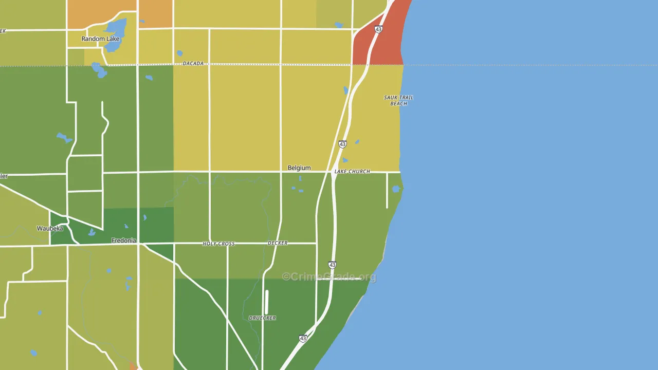 Lake Church, WI Map of Arson Rates