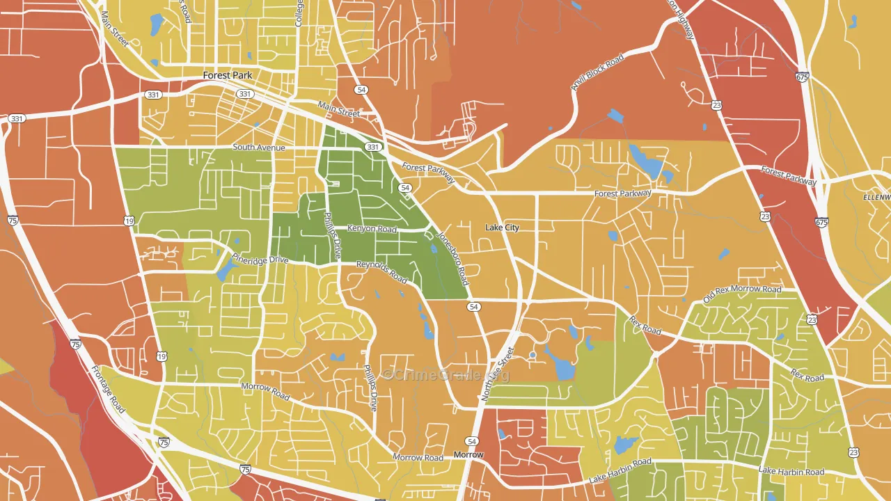 Lake City, GA Map of Arson Rates