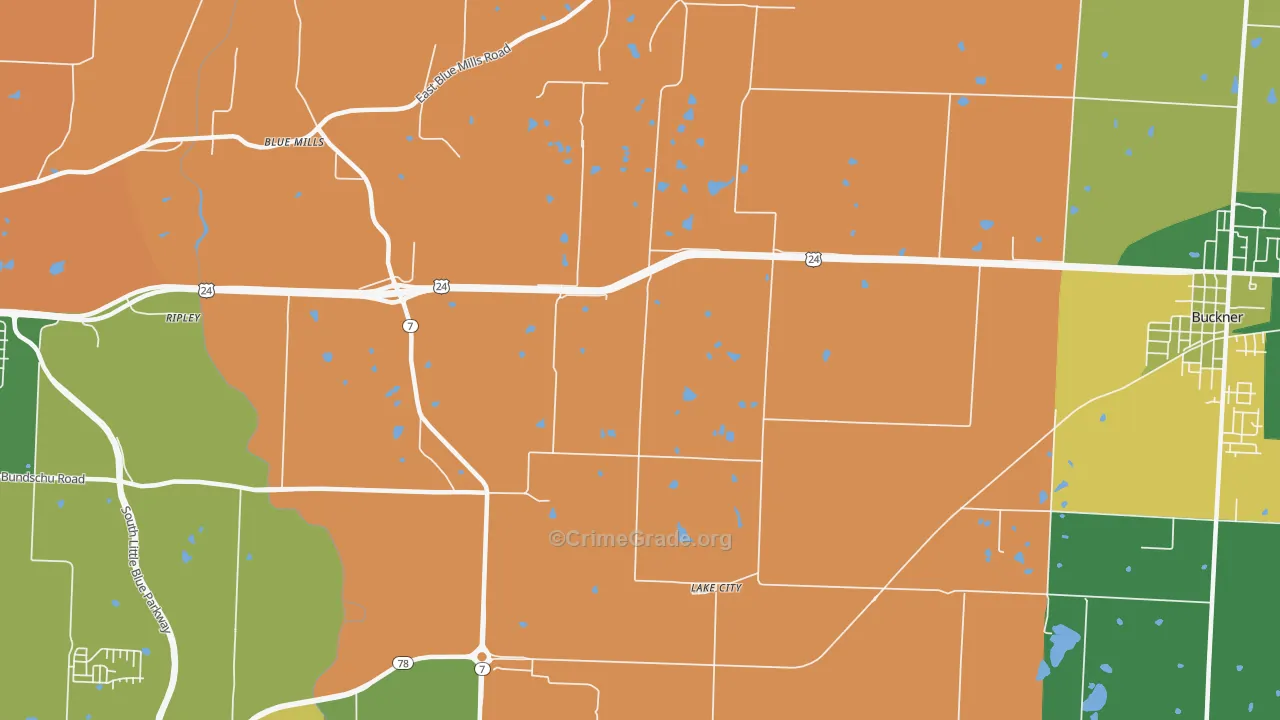 Lake City, MO Map of Arson Rates