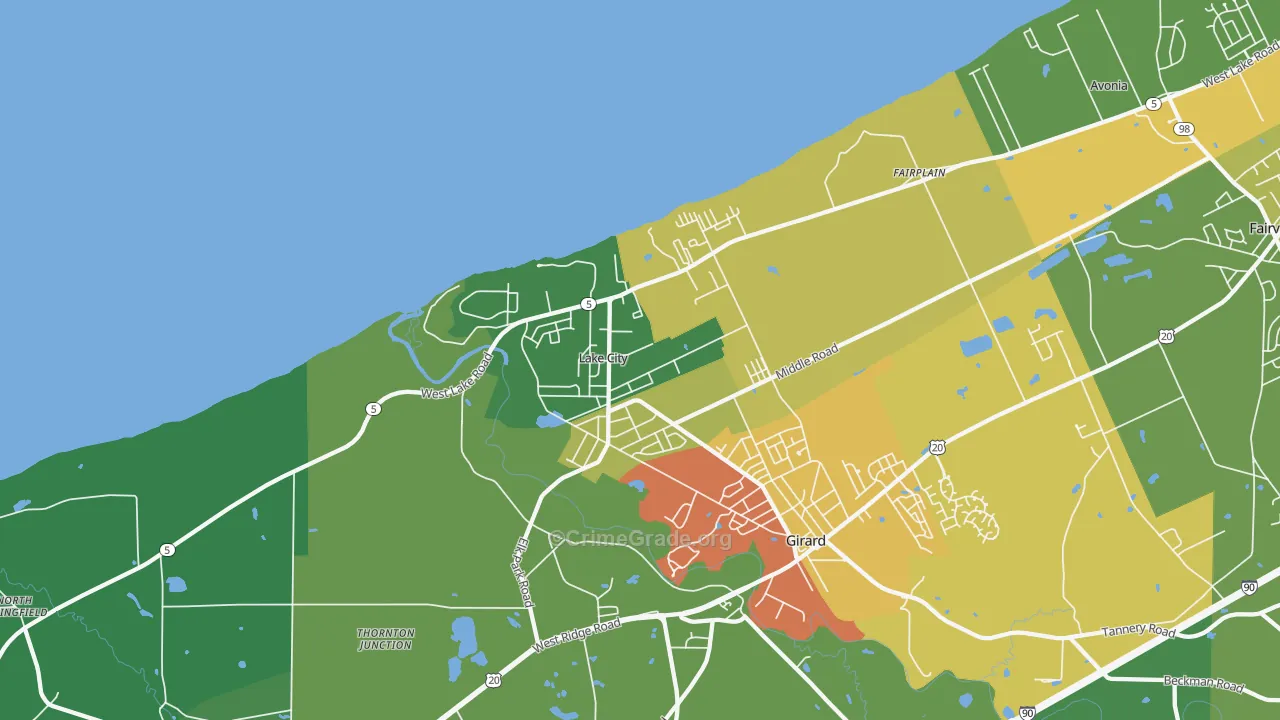Lake City, PA Map of Arson Rates