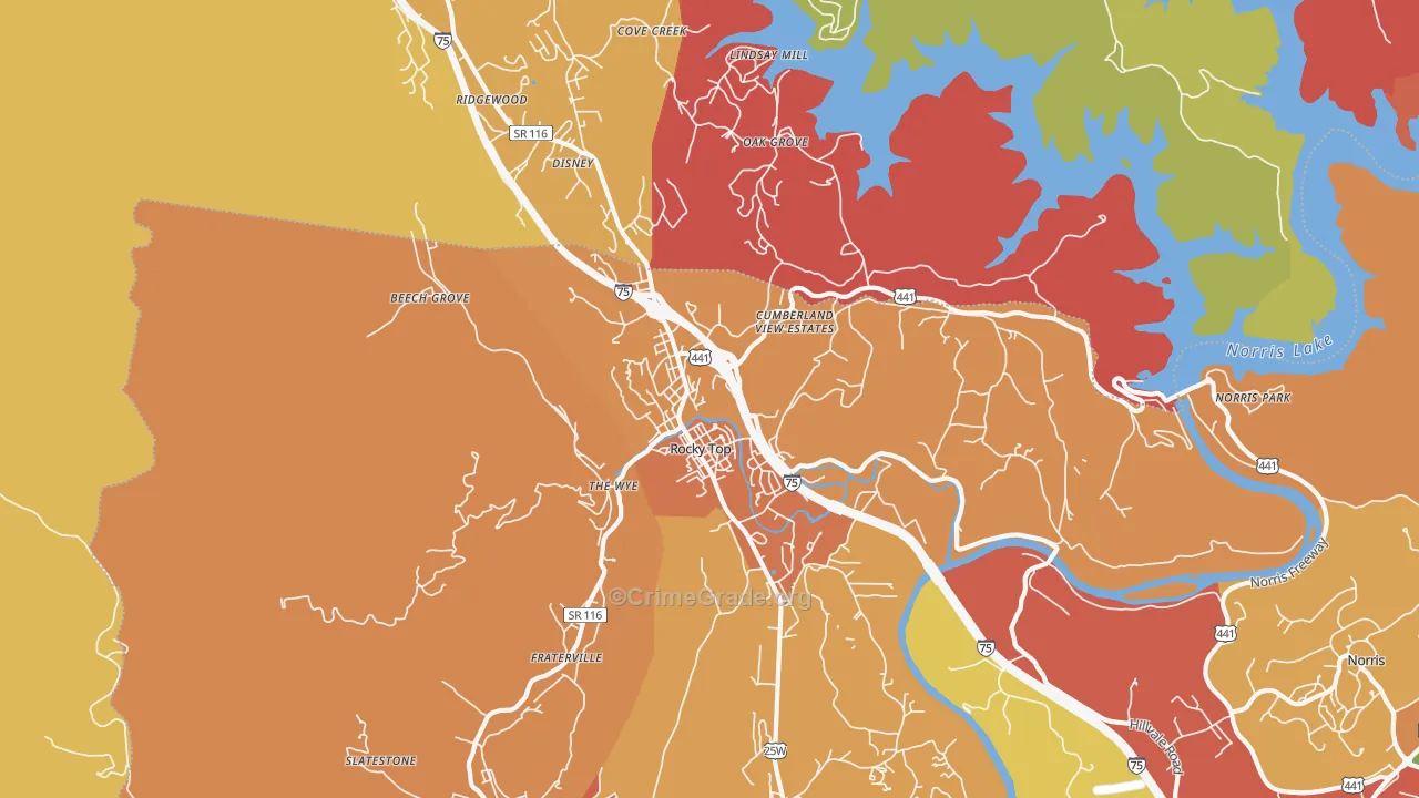 Lake City, TN Map of Arson Rates