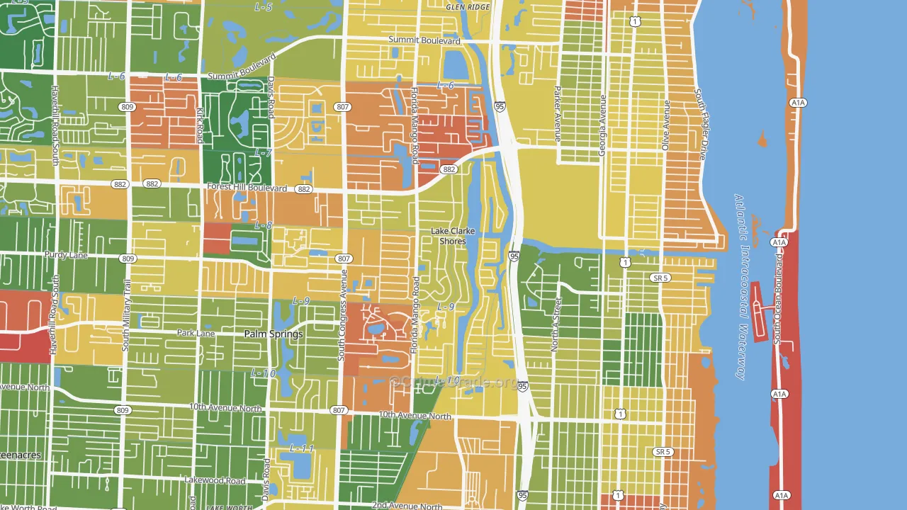 Lake Clarke Shores, FL Map of Arson Rates