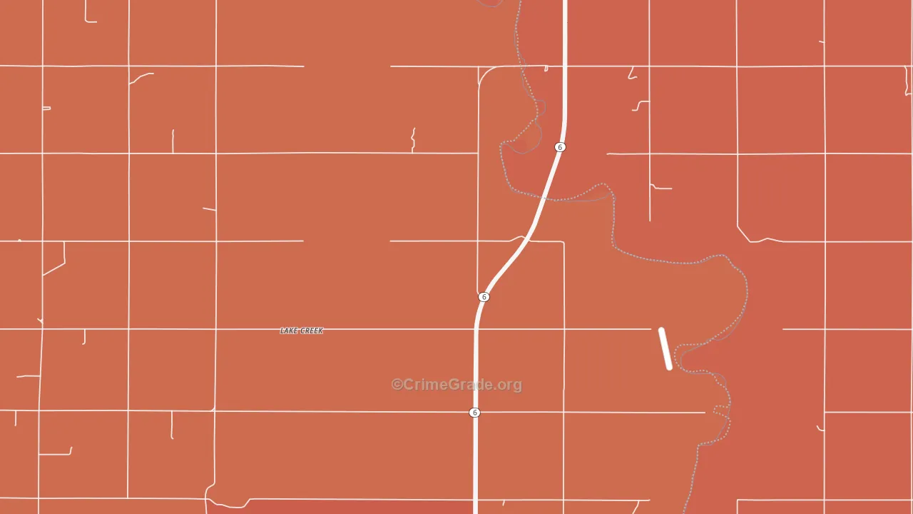 Lake Creek, OK Map of Arson Rates