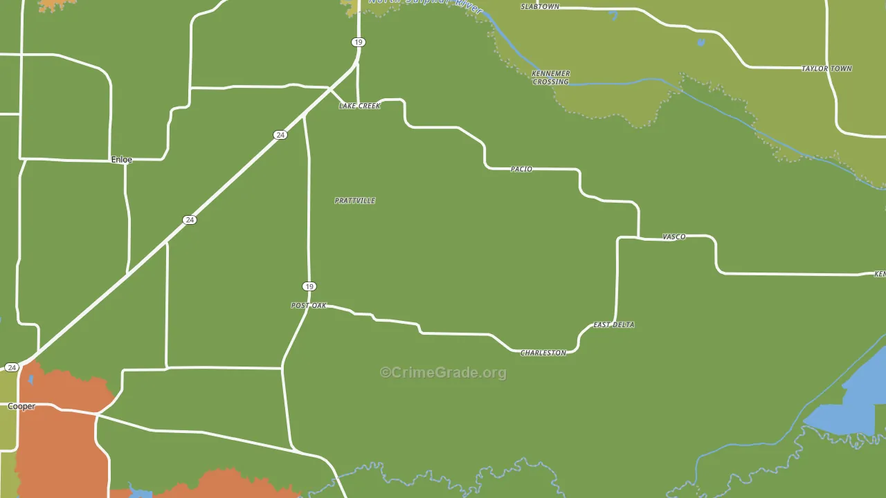 Lake Creek, TX Map of Arson Rates