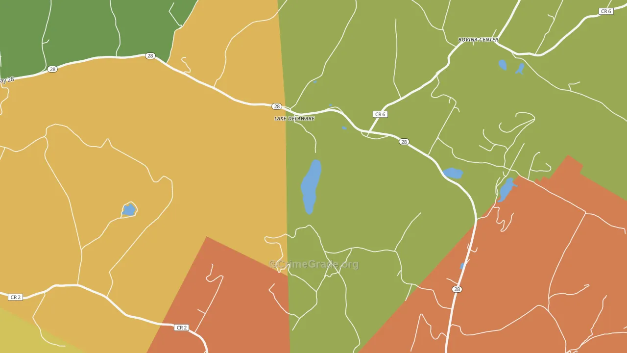 Lake Delaware, NY Map of Arson Rates