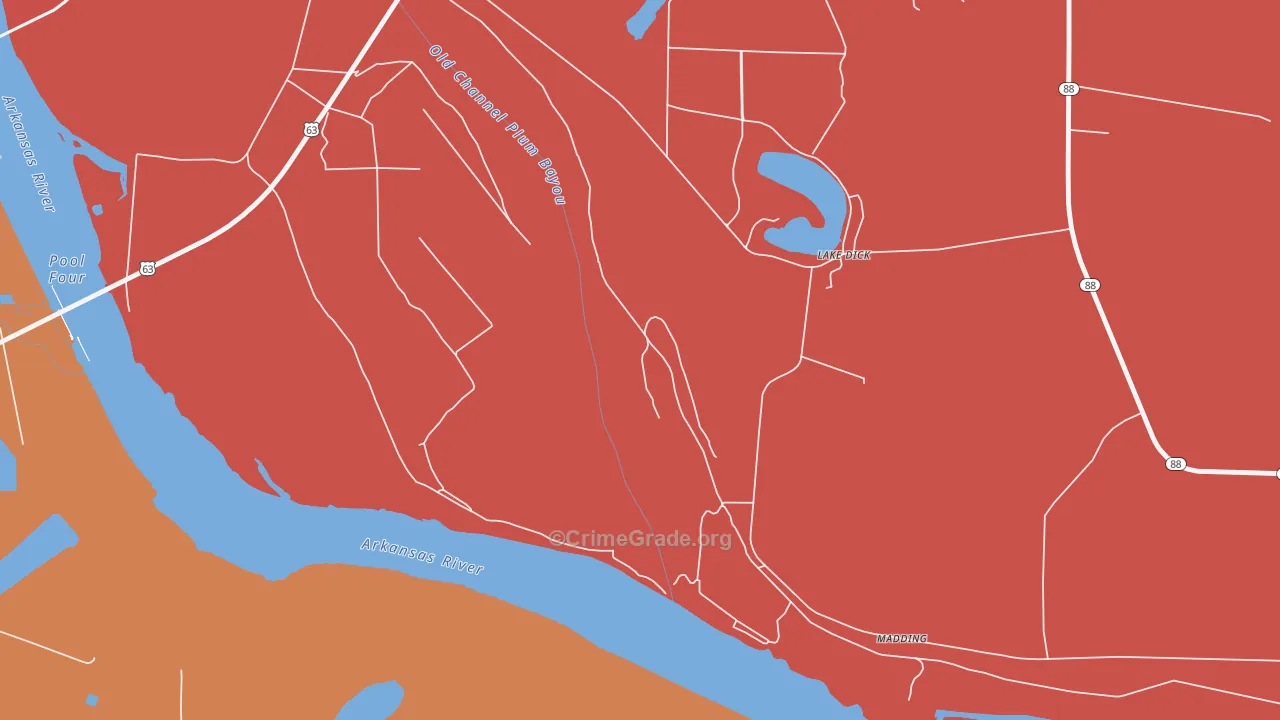 Lake Dick, AR Map of Arson Rates