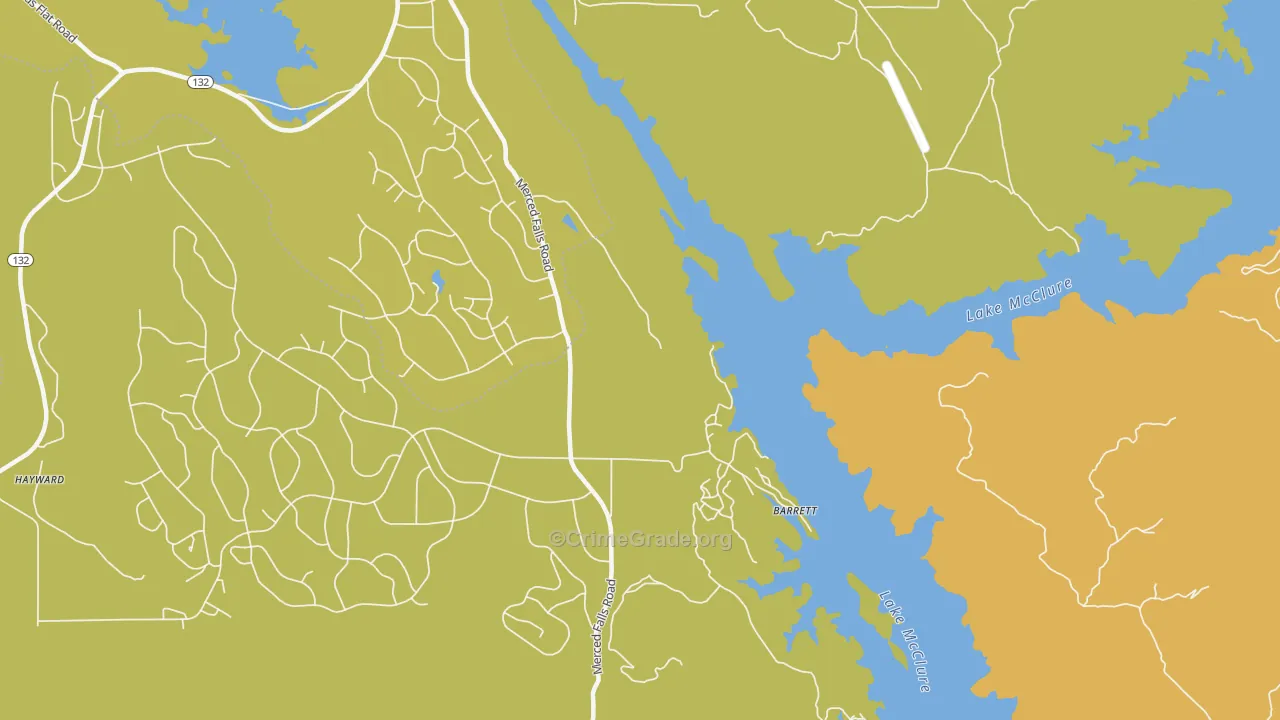 Lake Don Pedro, CA Map of Arson Rates