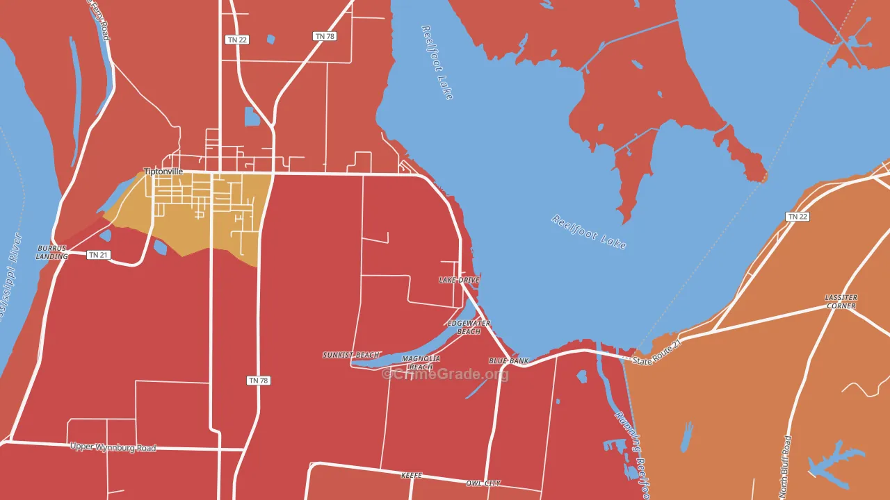 Lake Drive, TN Map of Arson Rates