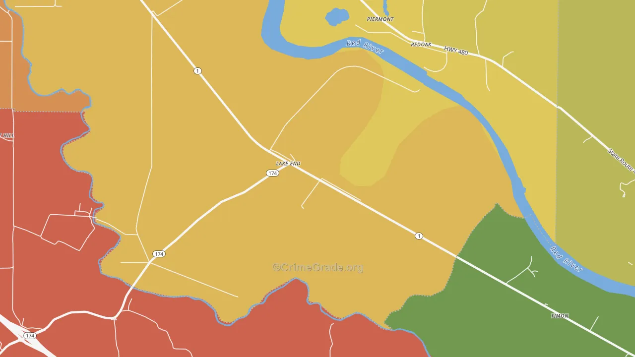 Lake End, LA Map of Arson Rates