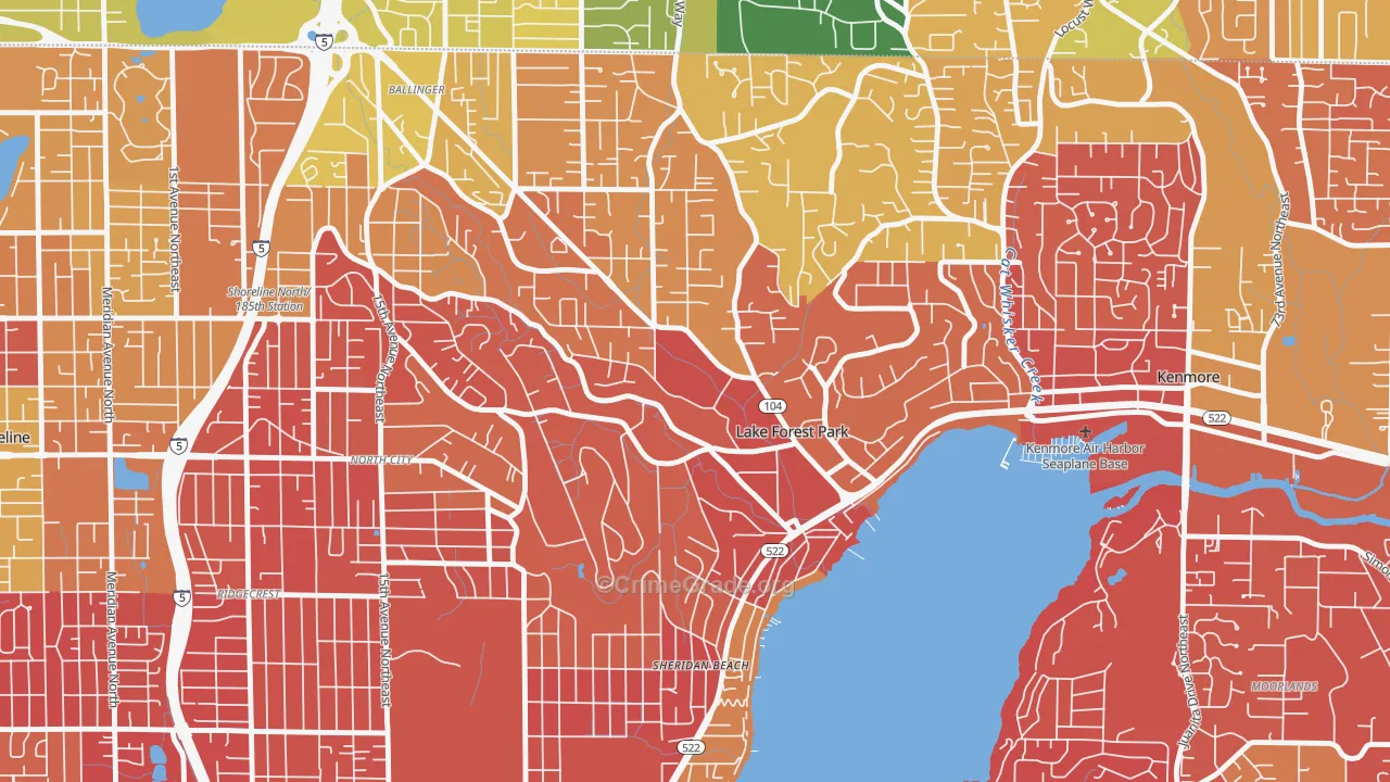 Lake Forest Park, WA Map of Arson Rates