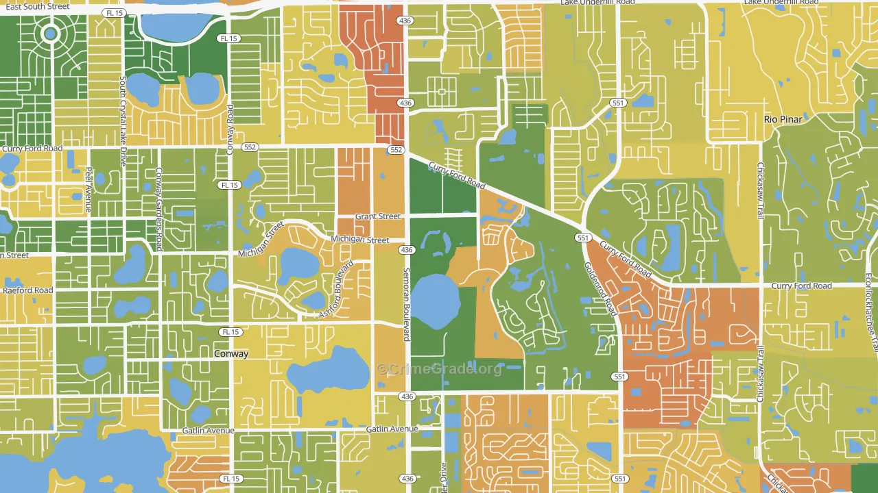 Lake Frederica, Orlando, FL Map of Arson Rates