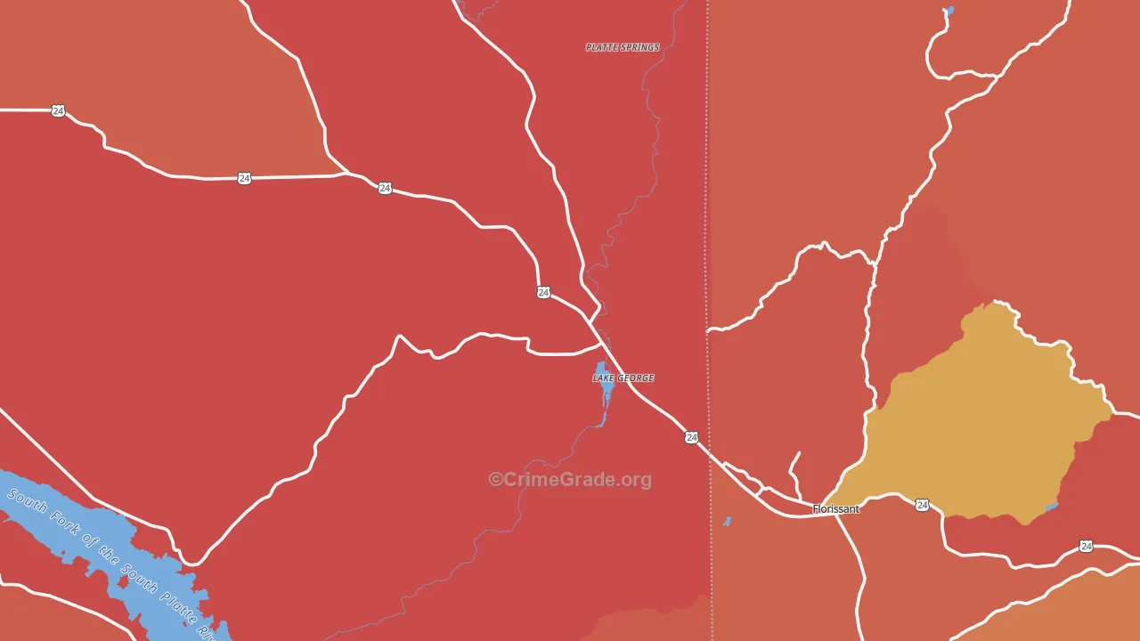 Lake George, CO Map of Arson Rates