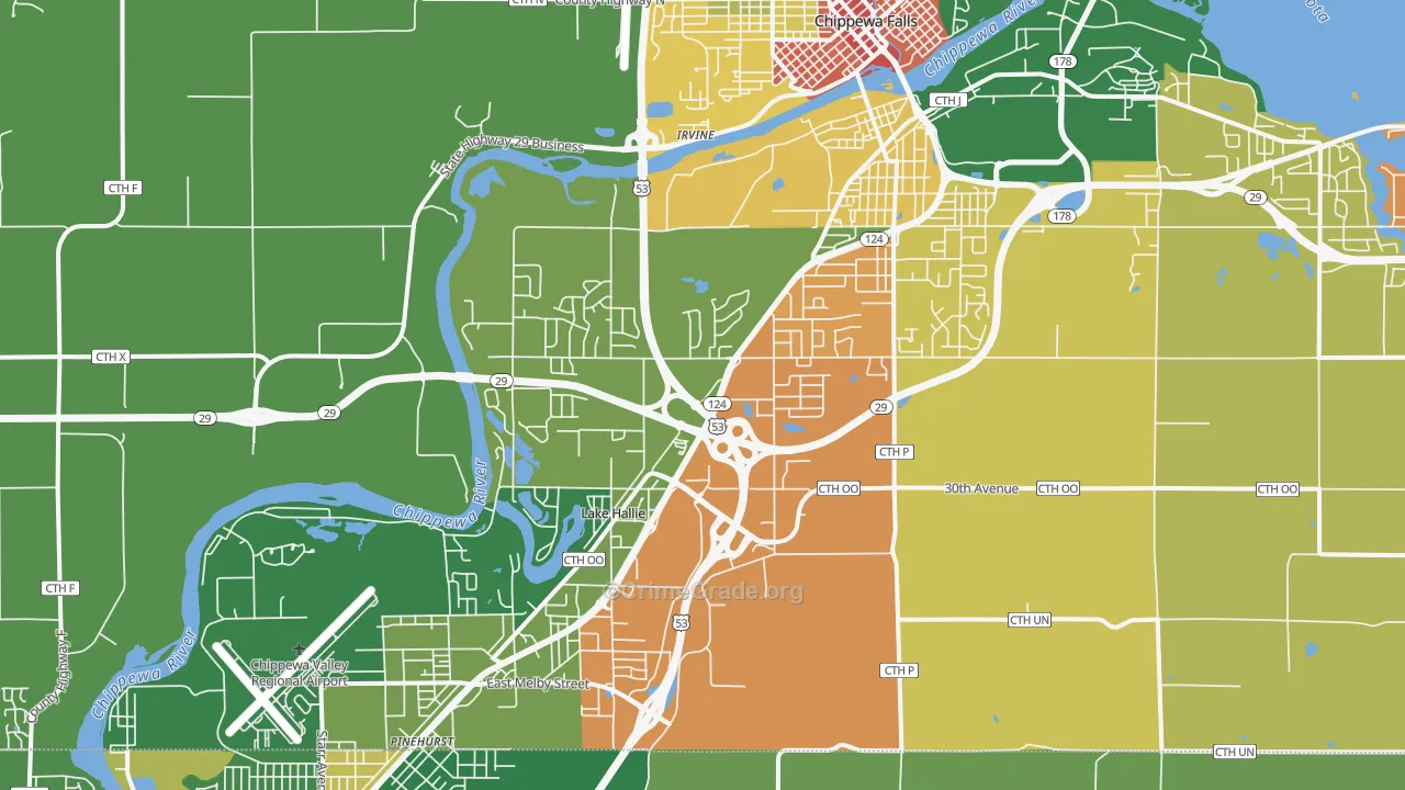 Lake Hallie, WI Map of Arson Rates
