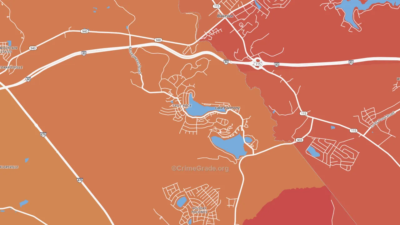 Lake Harmony, PA Map of Arson Rates