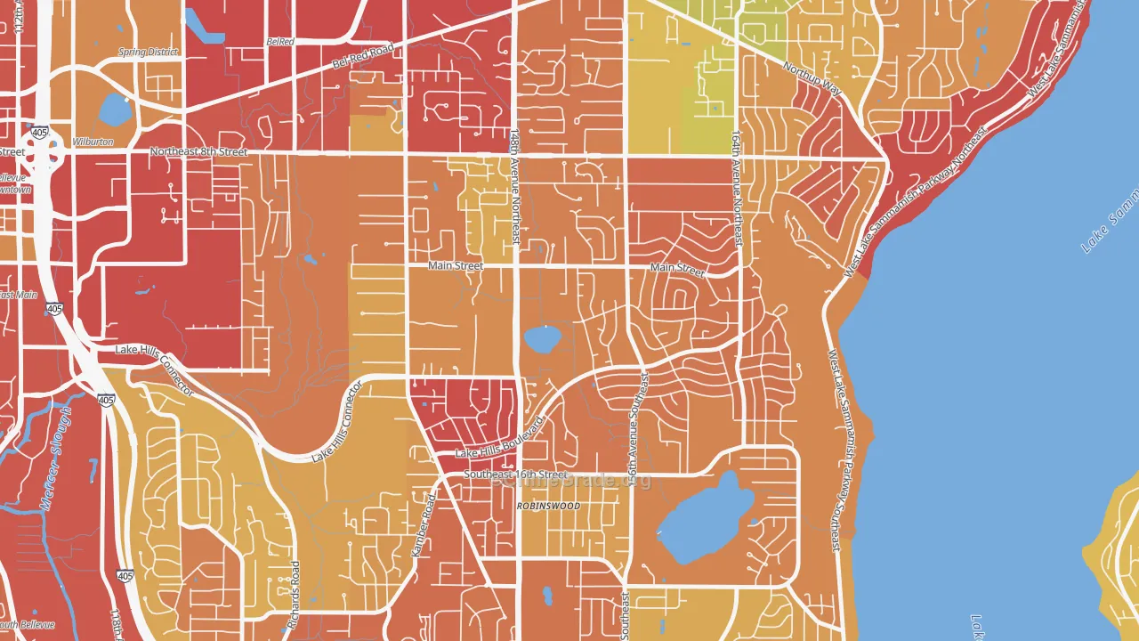 Lake Hills, Bellevue, WA Map of Arson Rates