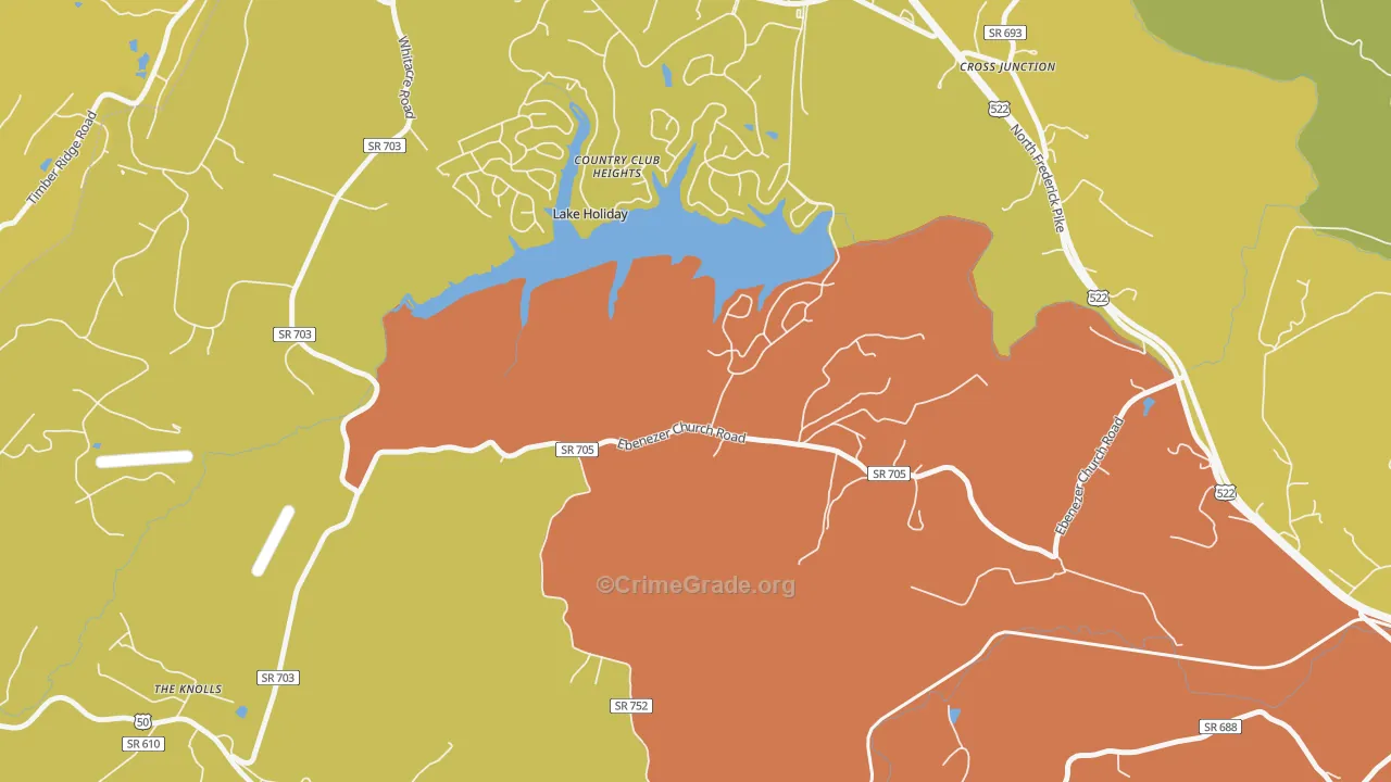Lake Holiday, VA Map of Arson Rates