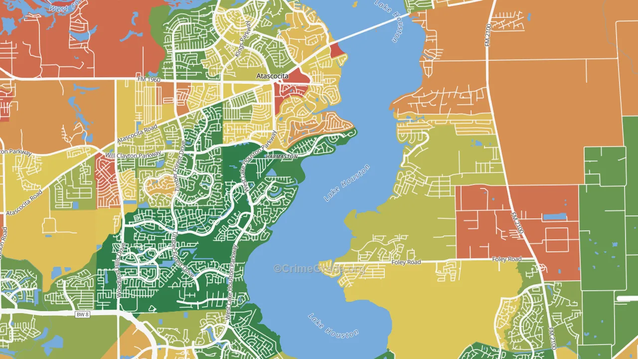 Lake Houston, Houston, TX Map of Arson Rates