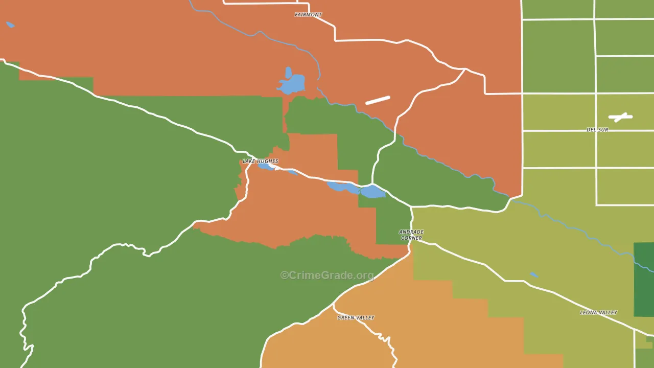 Lake Hughes, CA Map of Arson Rates