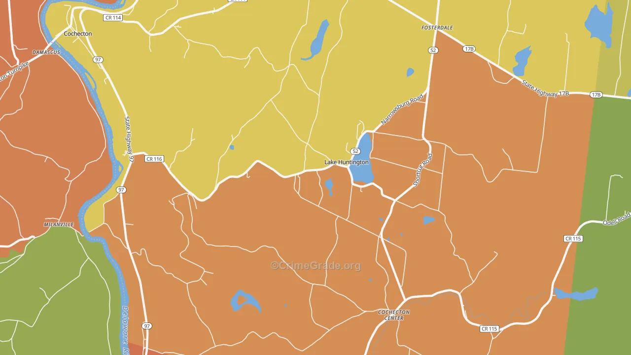 Lake Huntington, NY Map of Arson Rates
