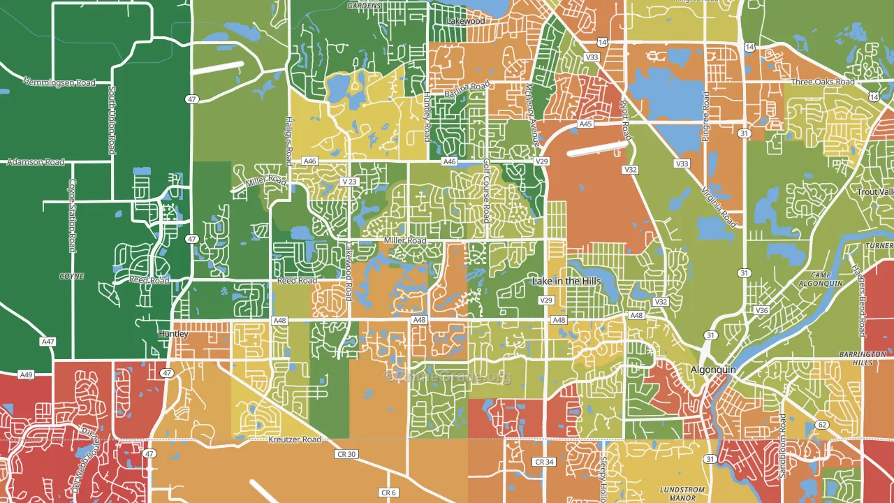 Lake in the Hills, IL Map of Arson Rates