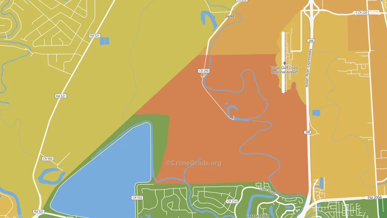 Lake Jackson Farms, TX Map of Arson Rates